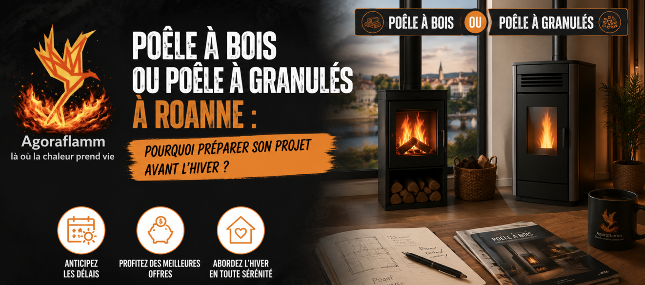Poêle à bois ou poêle à granulés à Roanne&nbsp;: pourquoi préparer son projet avant l’hiver&nbsp;? 
